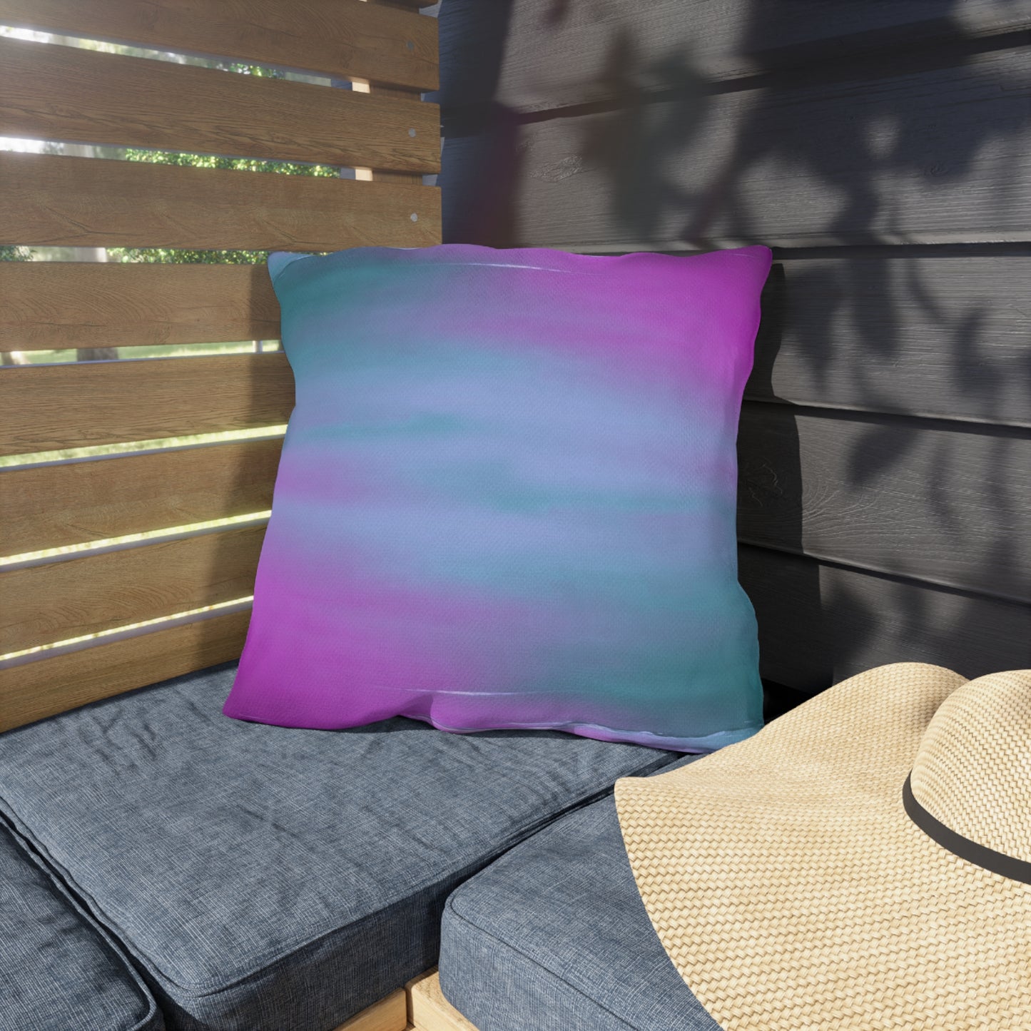Dark Blue Green Sea Purple Fog 18" x 18" Outdoor Pillows