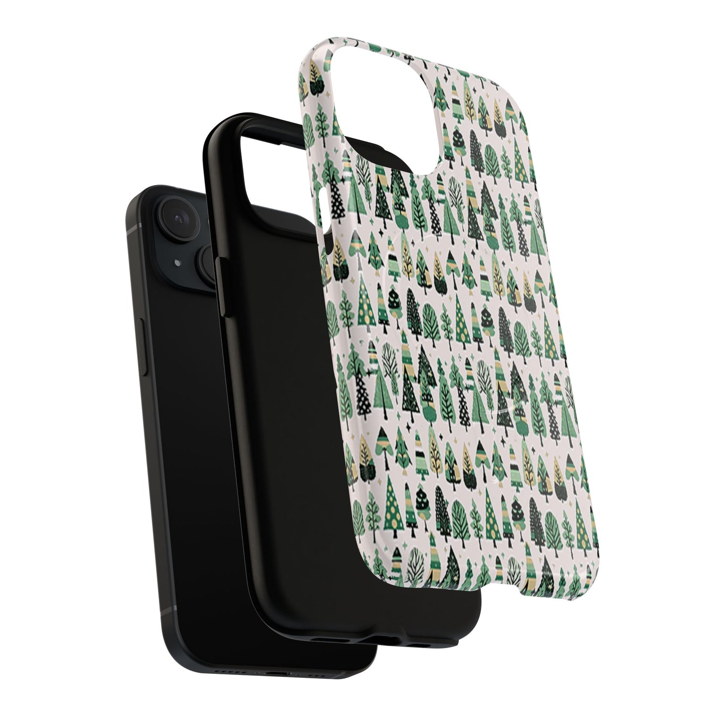 Mini Vintage Green Trees Iphone 15 Tough Magnetic Cases