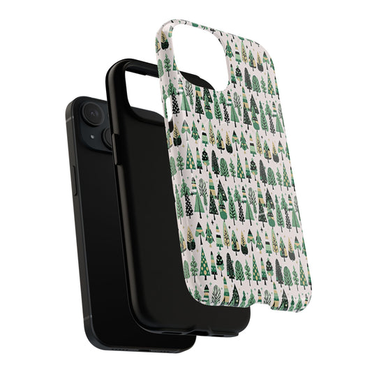 Mini Vintage Green Trees Iphone 15 Tough Magnetic Cases