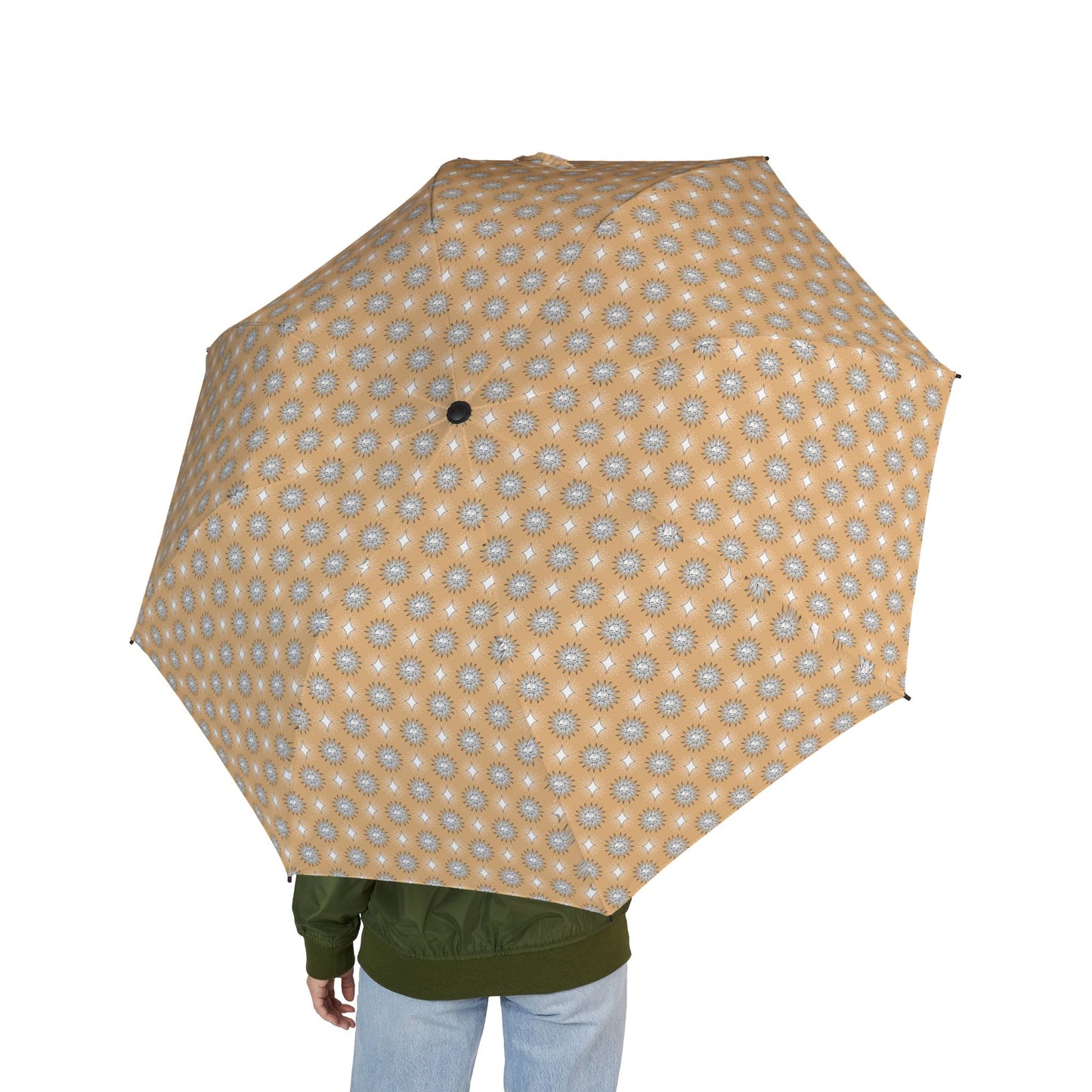 Tan Sunset Star-crossed Bodies Foldable Umbrella - Compact & Chic