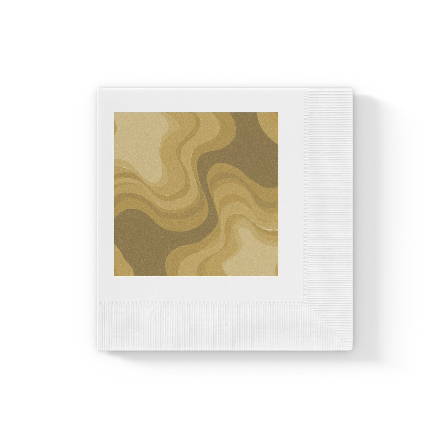 Brown Wavey White Coined Napkins, 4.8" x 4.8"