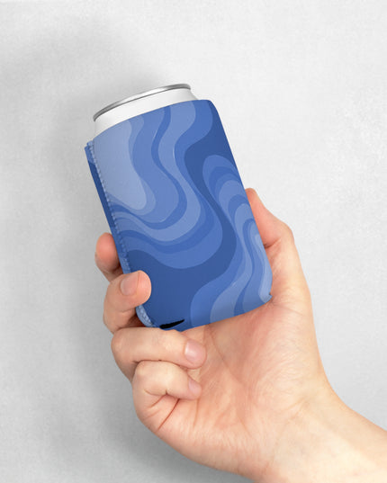 Deep Blue Wavey 12 oz Can Cooler Sleeve