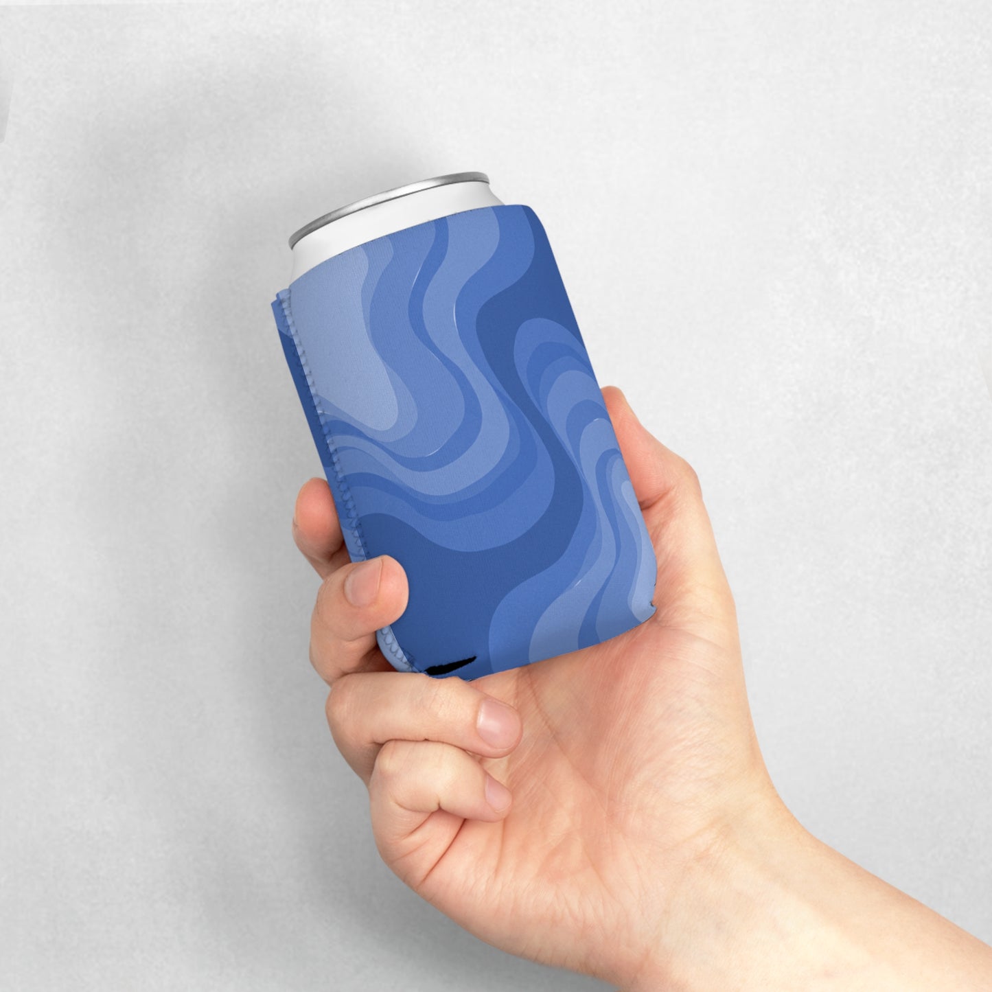 Deep Blue Wavey 12 oz Can Cooler Sleeve