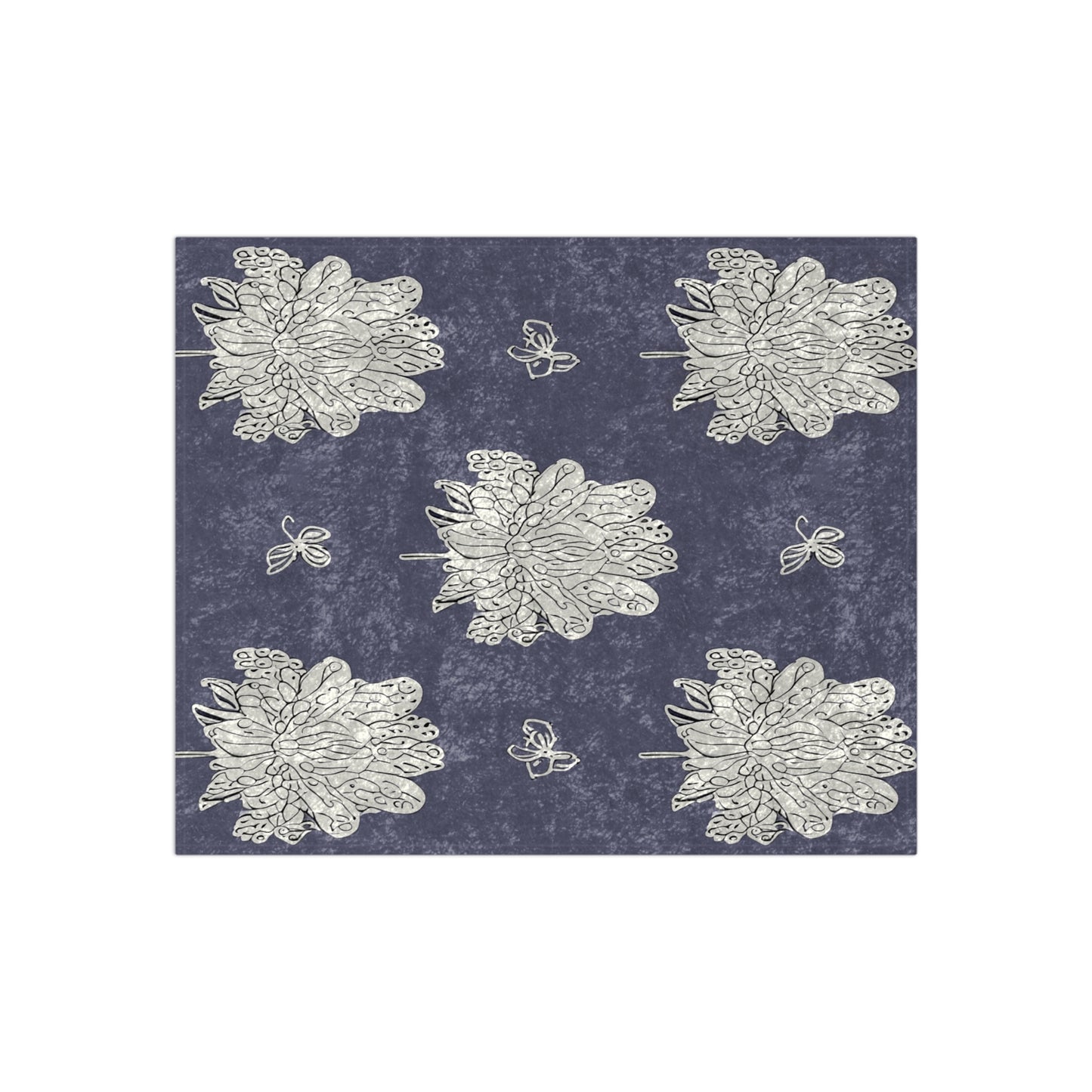 White Floral Butterflies 50" x 60" Crushed Velvet Blanket