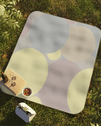 Pastel Soft Blue and Soft White Patches 61" × 51" Picnic Blanket