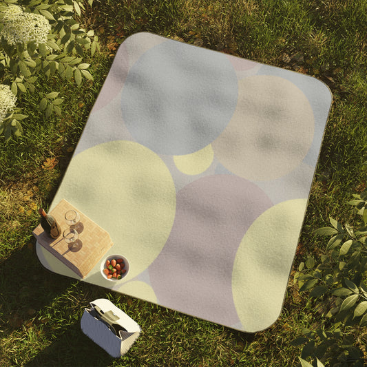 Pastel Soft Blue and Soft White Patches 61" × 51" Picnic Blanket