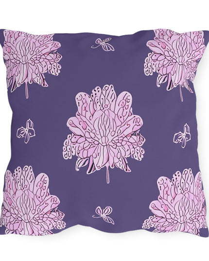 Magenta Floral Butterflies 20" x 20" Outdoor Pillow
