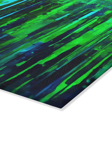 Striped Blue Green 8" x 11" Glass Cutting Board