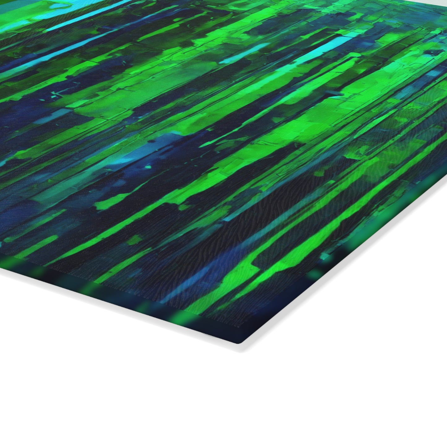 Striped Blue Green 8" x 11" Glass Cutting Board