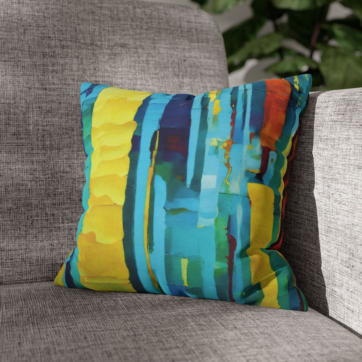 Striped Alpha Spun Polyester Square Pillowcase, 14" x 14"