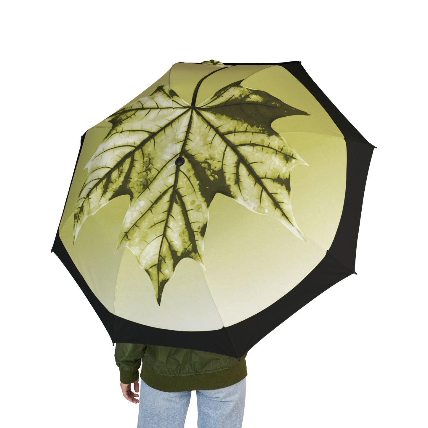 Lemongrass Maple Leaf Foldable Umbrella - Compact & Chic