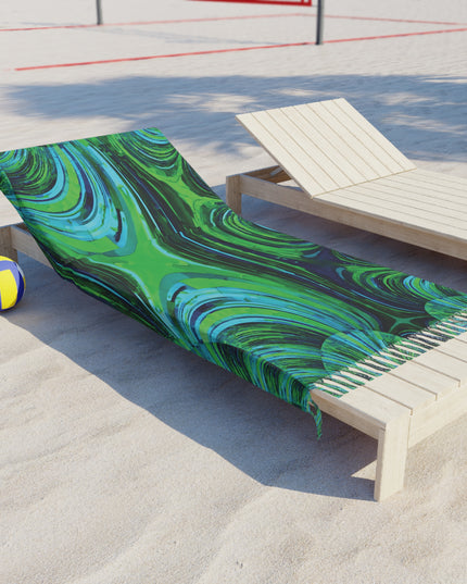 Uzi Spiral Blue Green 38" × 81" Boho Beach Cloth