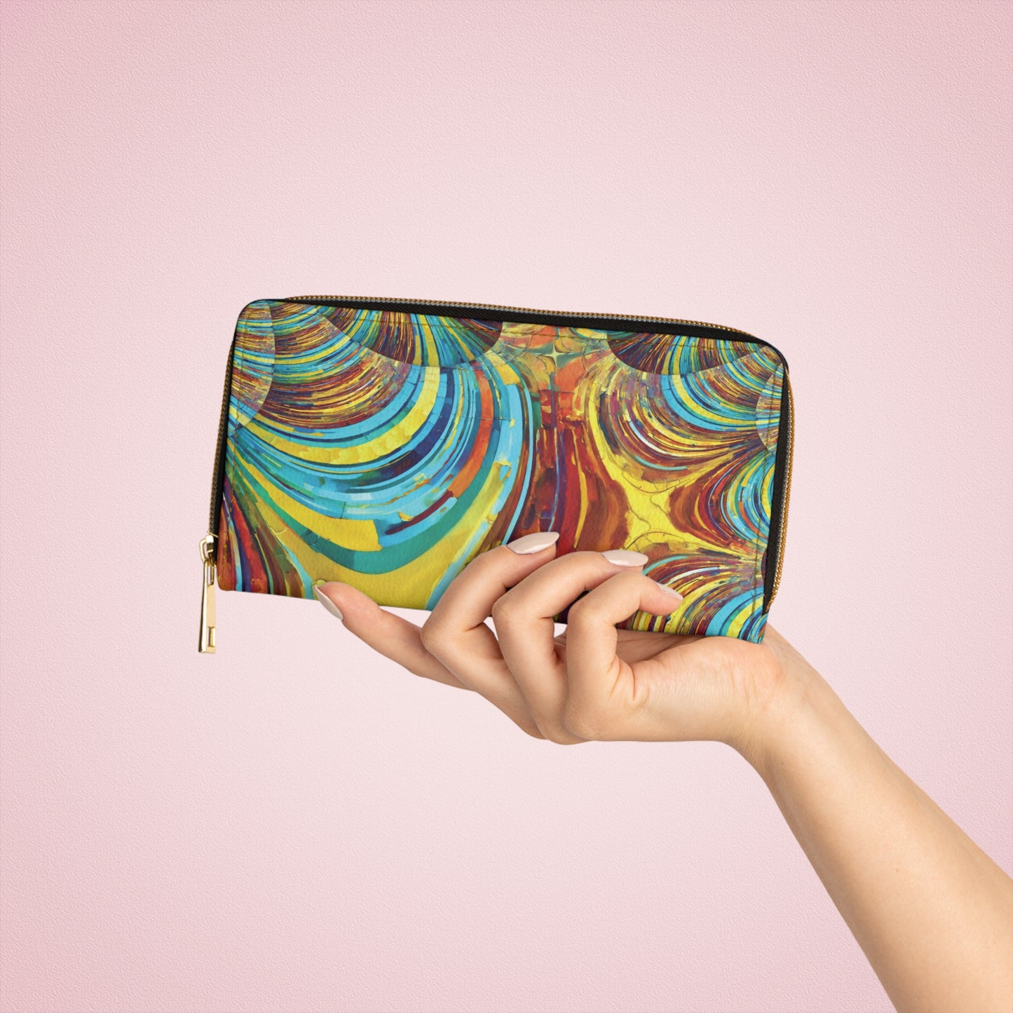 Uzi Spiral Alpha Elegant Abstract Zipper Wallet - Stylish & Functional Accessory for Everyday Use