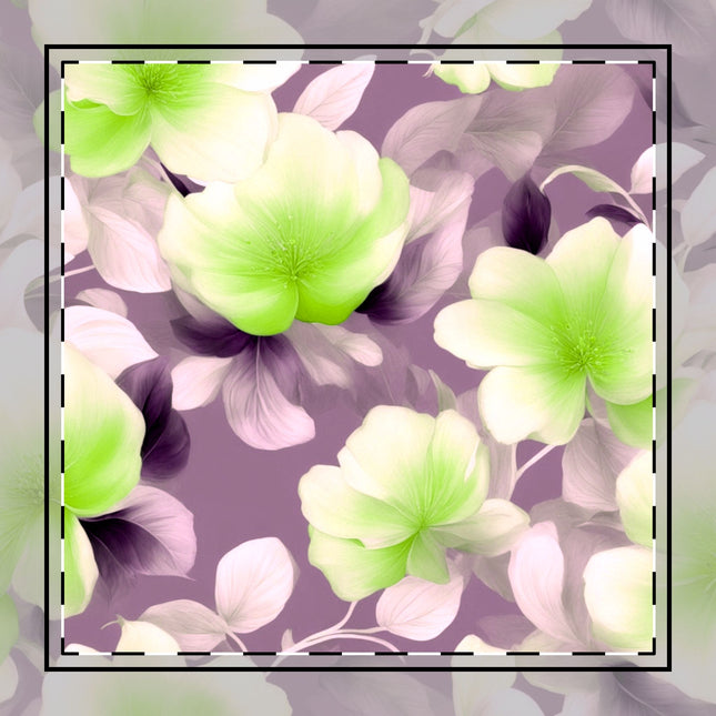 Lime Lavender Floral Bunch Cotton Twill Napkin, 10" x 10"