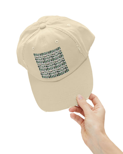 Mini Vintage Green Trees Unisex Distressed Cap