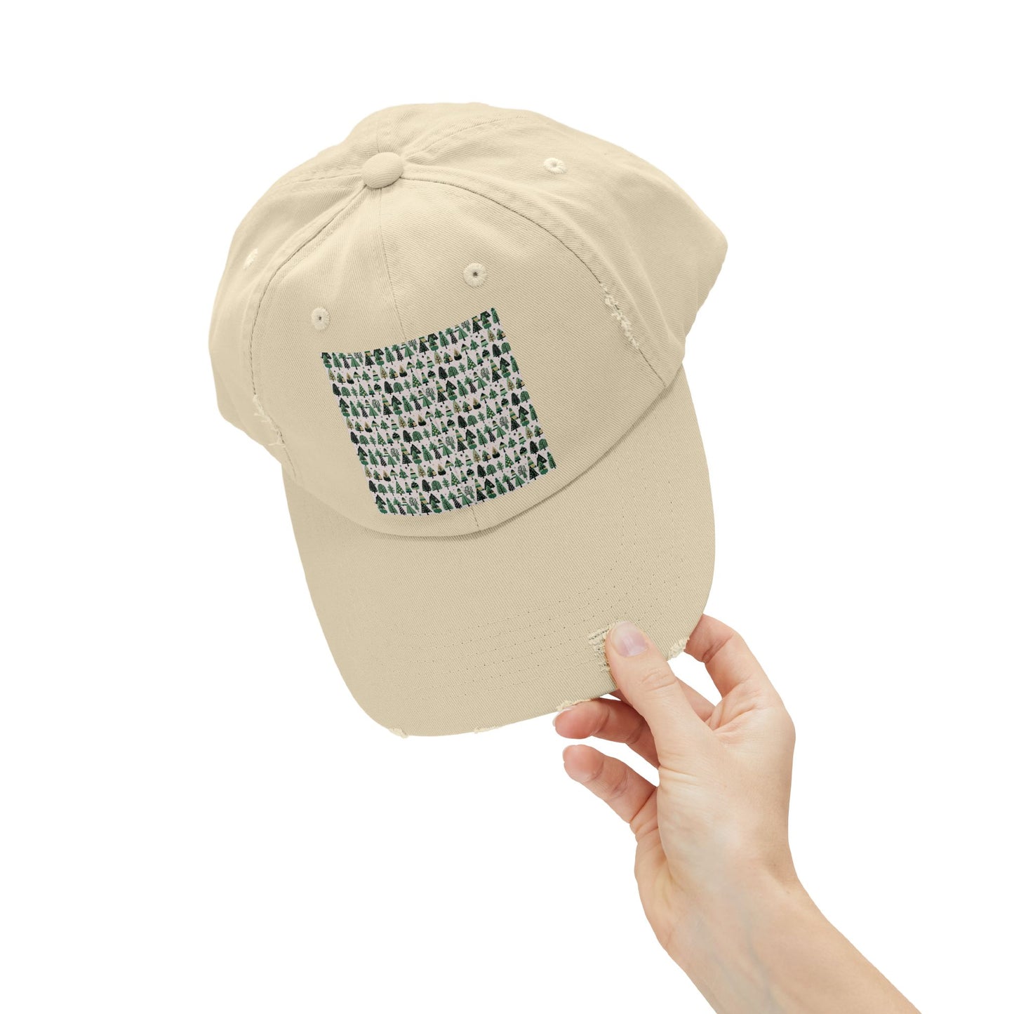 Mini Vintage Green Trees Unisex Distressed Cap
