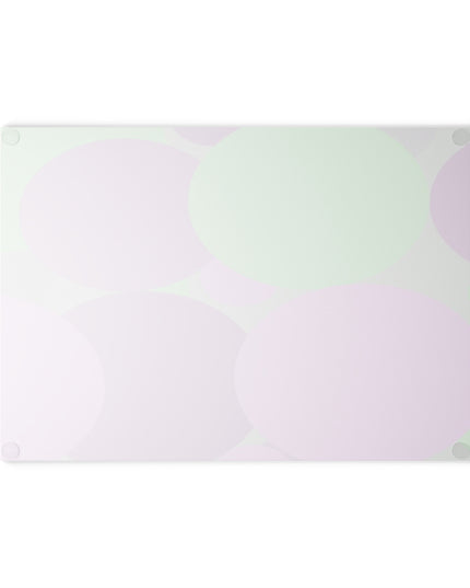 Pastel Lavender Purple and Soft Green Patches 8" x 11" Glass Cutting Board