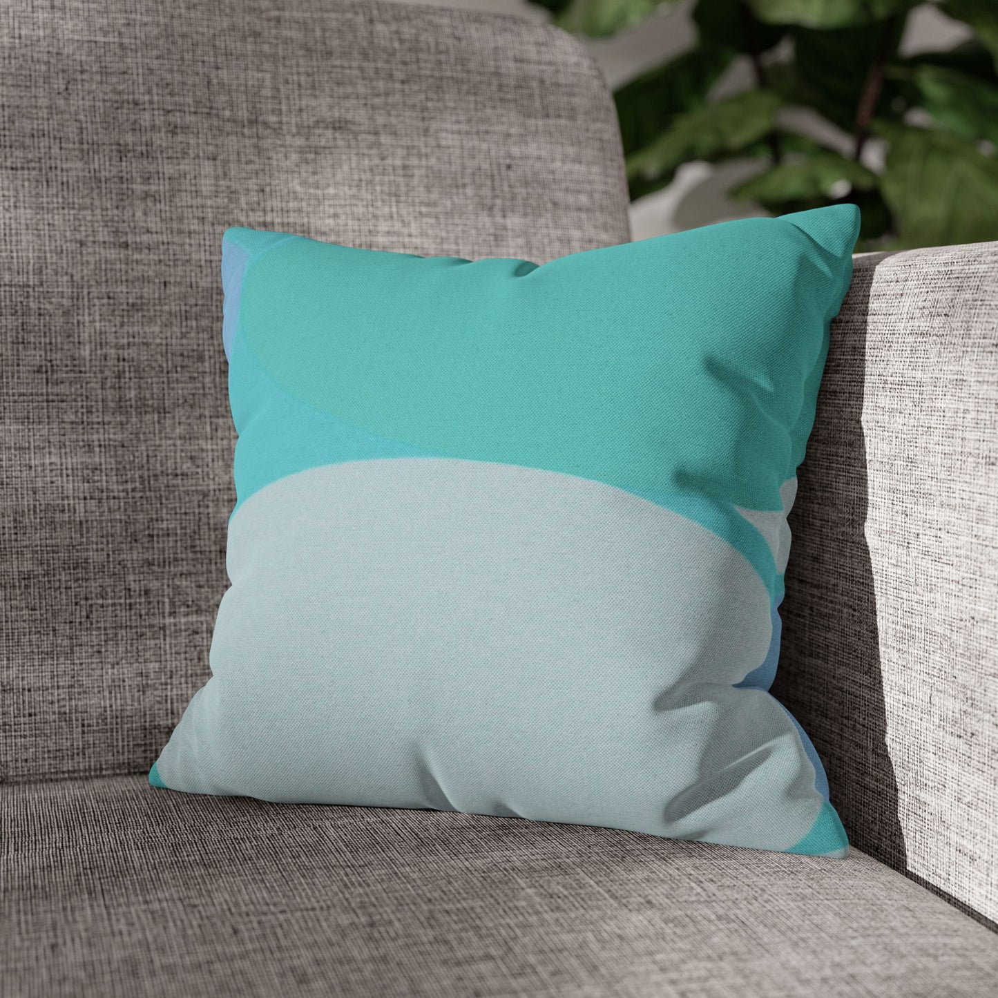 Pastel Tan and Tif Patches Spun Polyester Square Pillowcase, 14" x 14"