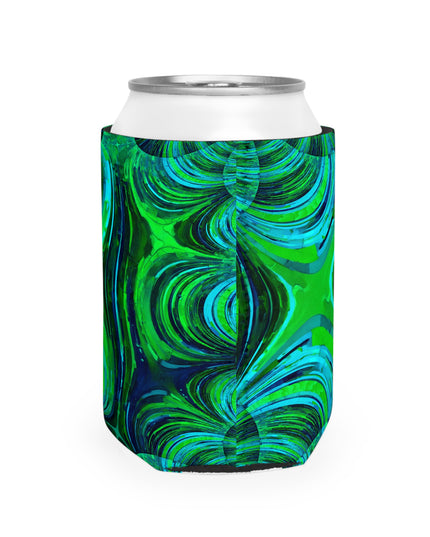 Uzi Spiral Blue Green 12 oz Can Cooler Sleeve