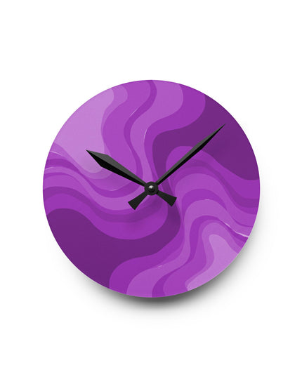 Wavey Purple Wavey 8" x 8" Round Acrylic Wall Clock