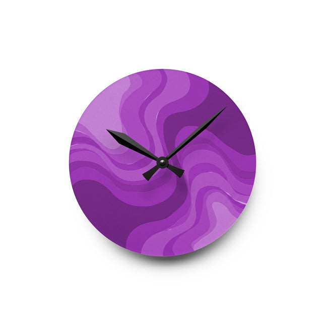 Wavey Purple Wavey 8" x 8" Round Acrylic Wall Clock