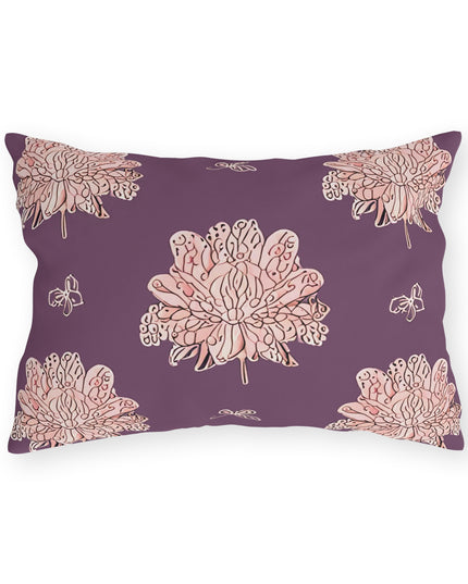 Pink Floral Butterflies 20" x 14" Outdoor Pillow