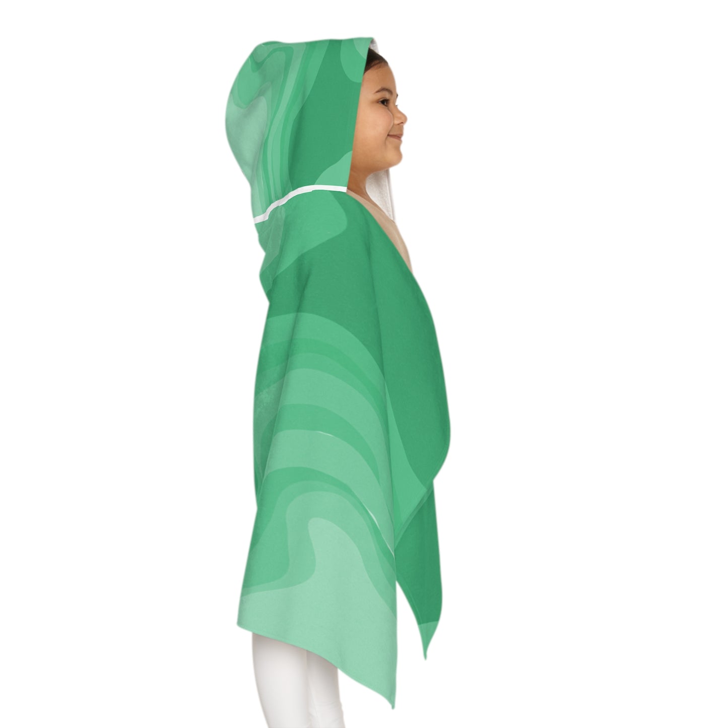 Mint Green Wavey Youth Hooded Towel, 24" x 48"