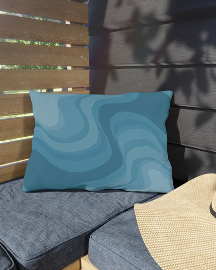 Sky Blue Wavey 20" x 14" Outdoor Pillow