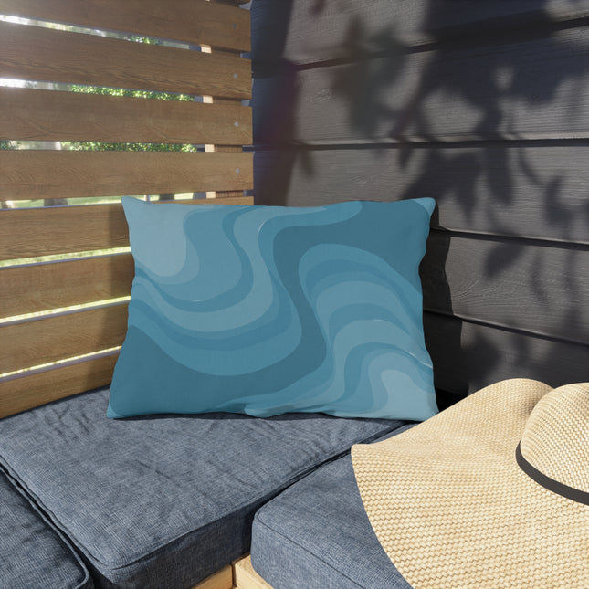 Sky Blue Wavey 20" x 14" Outdoor Pillow