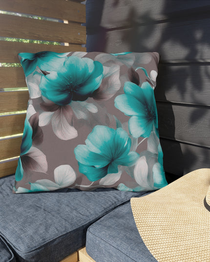 Tif Green Gray Floral Bunch 20" x 20" Outdoor Pillow