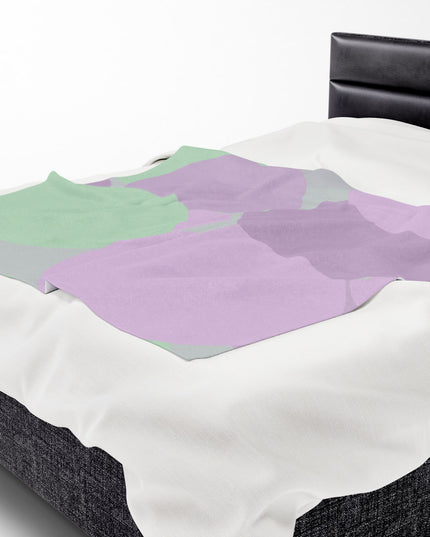 Pastel Lavender Purple and Soft Green Patches Velveteen Plush Blanket, 50" x 60"