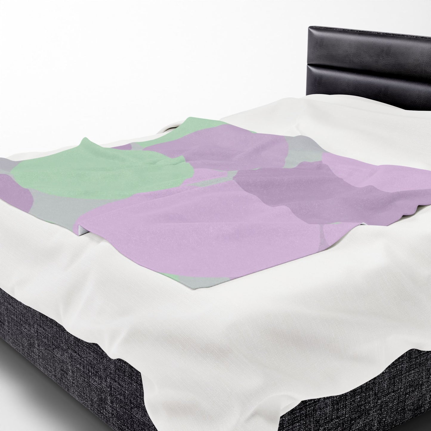 Pastel Lavender Purple and Soft Green Patches Velveteen Plush Blanket, 50" x 60"
