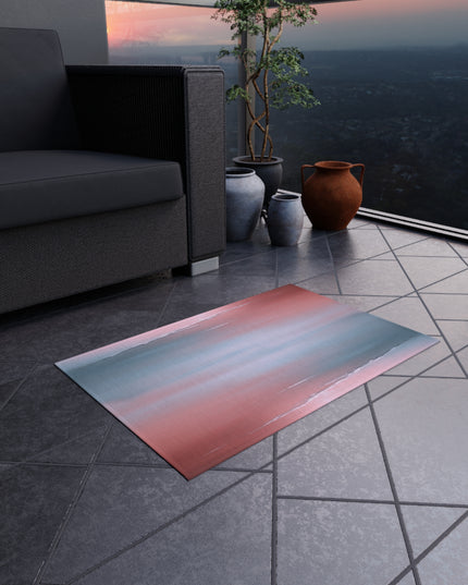 Gray Sea Pink Fog Outdoor Rug, 24" x 36"