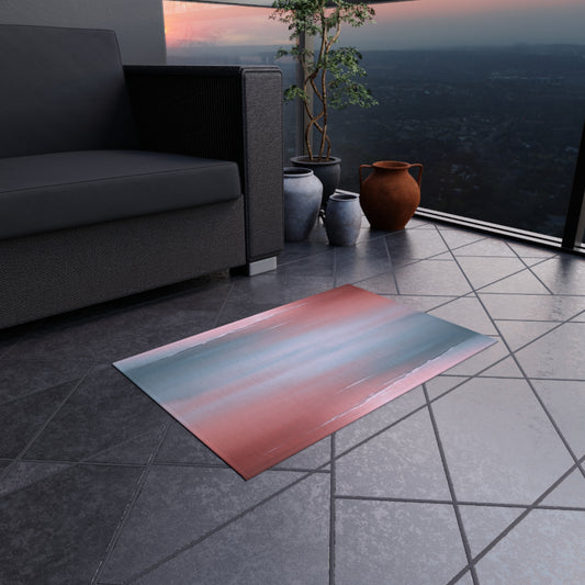Gray Sea Pink Fog Outdoor Rug, 24" x 36"