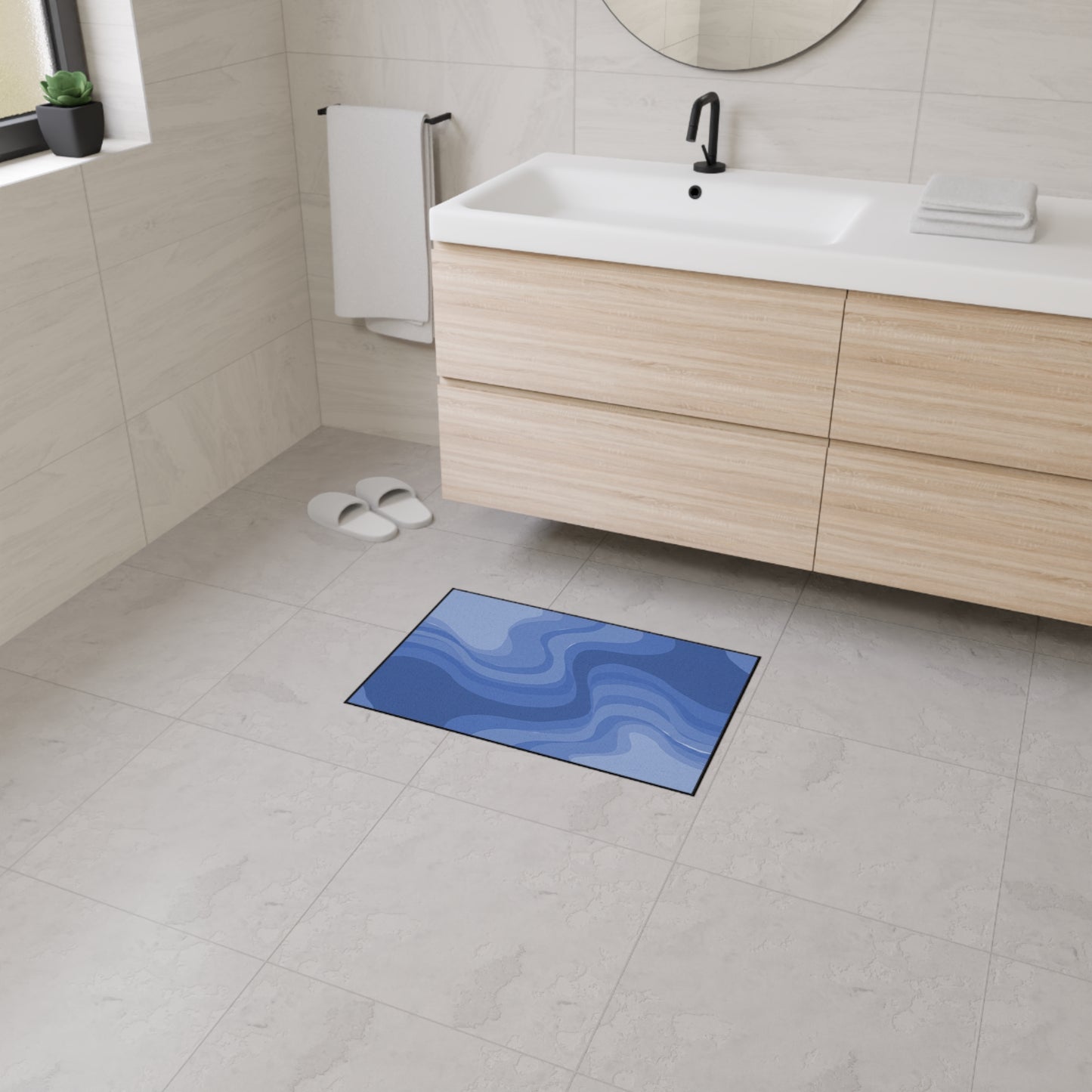 Deep Blue Wavey 18" x 27" Heavy Duty Floor Mat