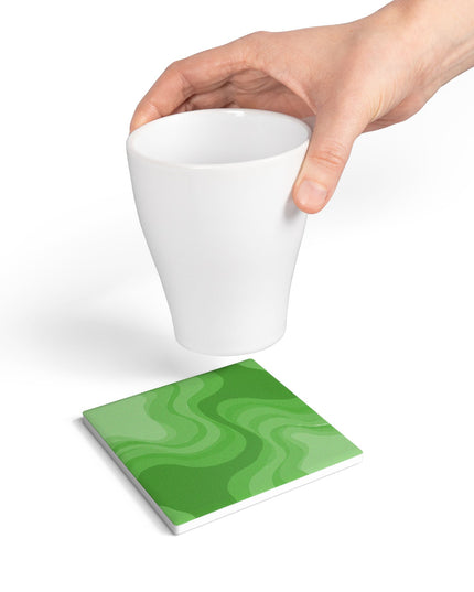 Greenie Meanie Wavey 4" x 4" Square Ceramic Coaster