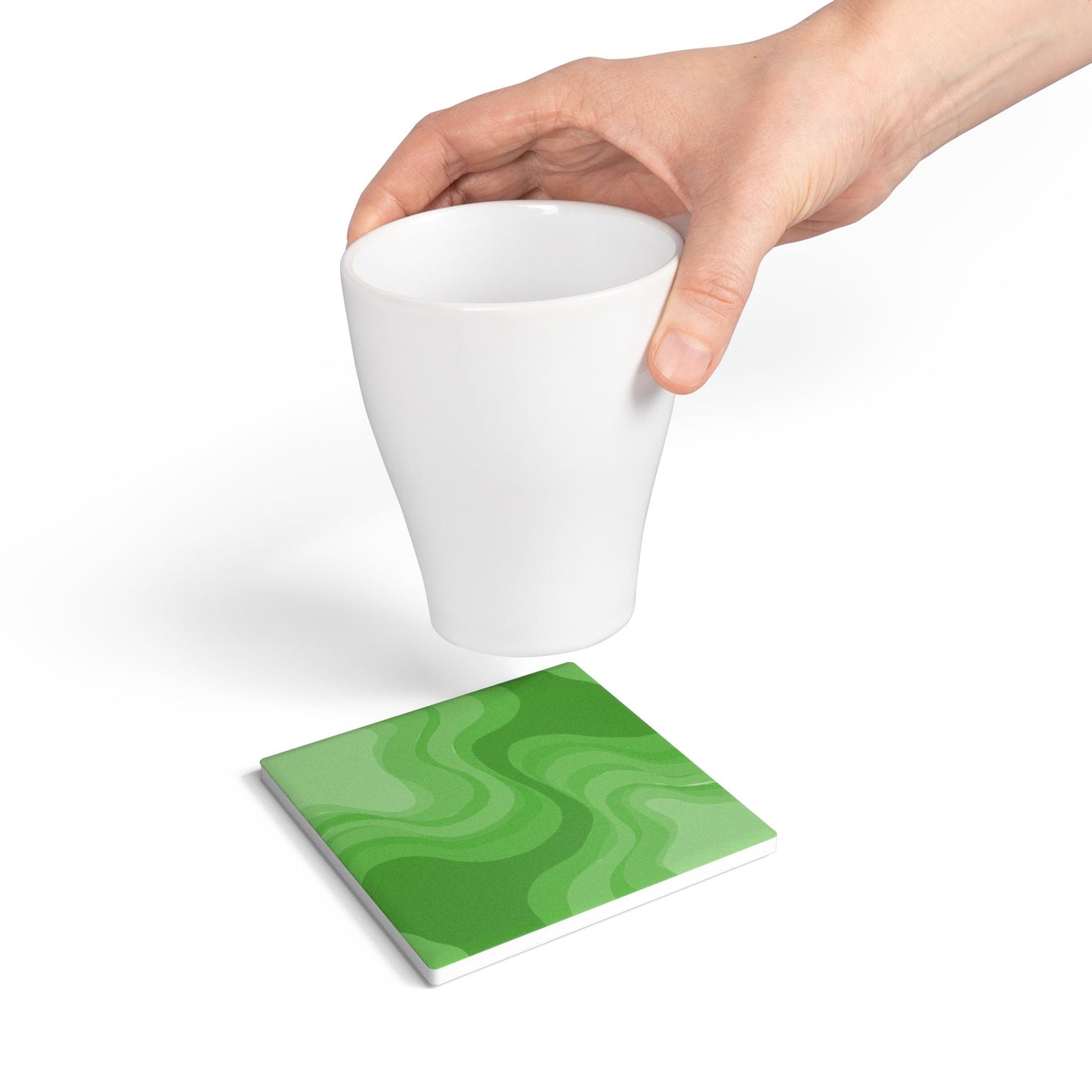 Greenie Meanie Wavey 4" x 4" Square Ceramic Coaster