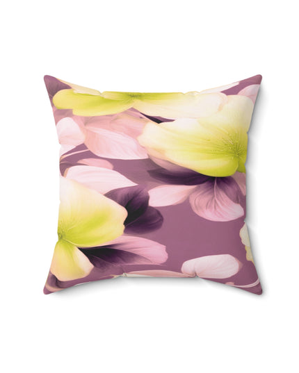 Lemon Blossom Floral Bunch Faux Suede Square Pillow, 16" x 16"