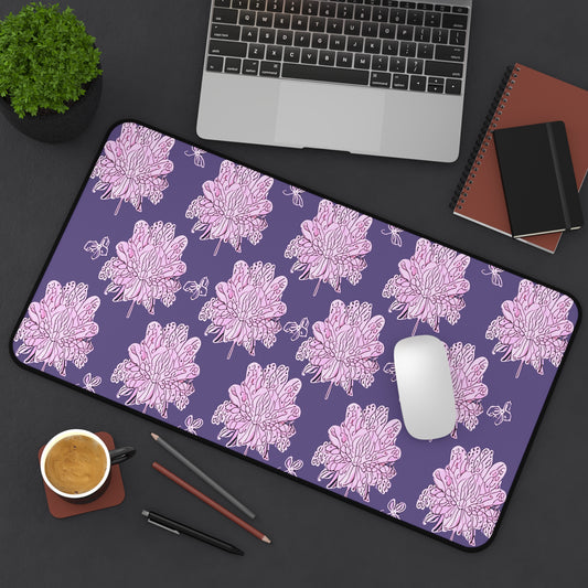Magenta Floral Butterflies 12" x 22" Desk Mat