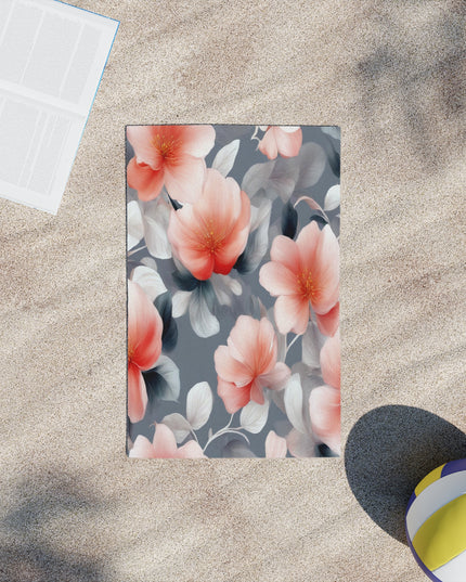 Red Blossom Floral Bunch Beach Towel, 18" x 27"