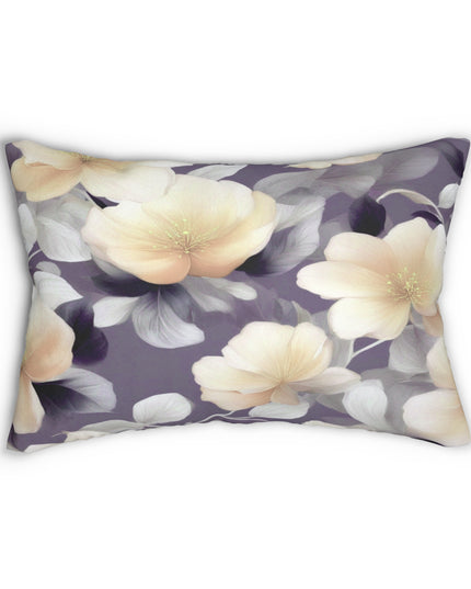 White Blush Floral Bunch Spun Polyester Lumbar Pillow, 20" x 14"