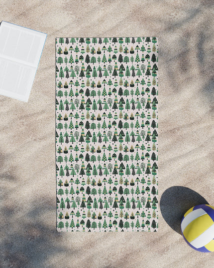 Mini Vintage Green Trees Beach Towel, 24" x 44"