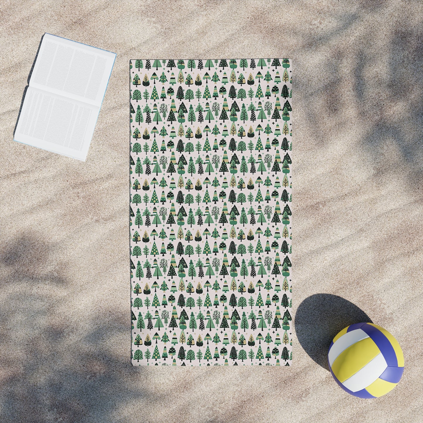 Mini Vintage Green Trees Beach Towel, 24" x 44"