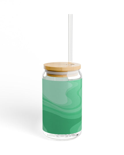 Mint Green Wavey Sipper Glass, 16oz