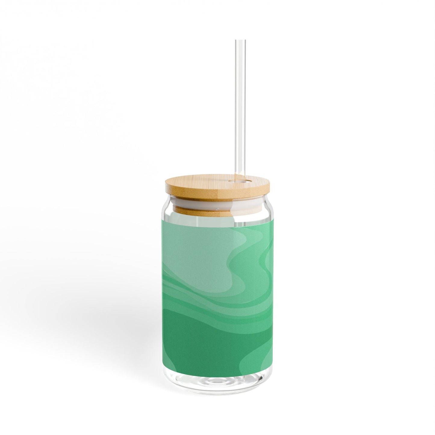 Mint Green Wavey Sipper Glass, 16oz