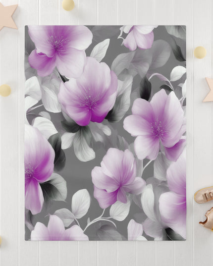 Purple Blossom Floral Bunch Soft Fleece Baby Blanket, 30" x 40"