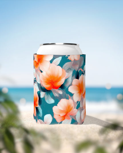 Orange Blossom Floral Bunch 12 oz Can Cooler Sleeve