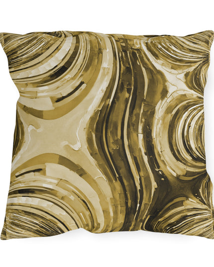 Uzi Spiral Light Brown Outdoor Pillow, 18" x 18"