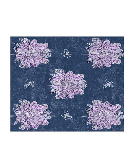 Purple White Floral Butterflies 50" x 60" Crushed Velvet Blanket