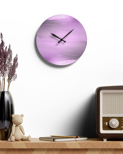 Dark Pink Sea Amethyst Fog Acrylic Wall Clock, Round or Square, 10.75" x 10.75"